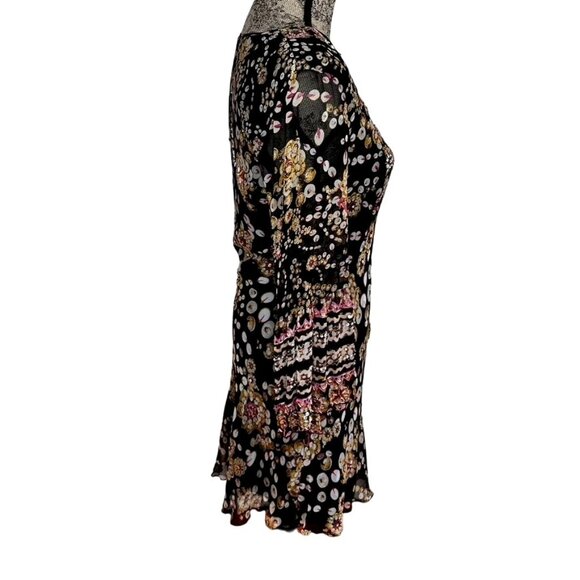 VTG Diane Von Furstenberg Women Floral Silk Dress Bell Sleeve Sequins Beads Sz 6 - Picture 3 of 13